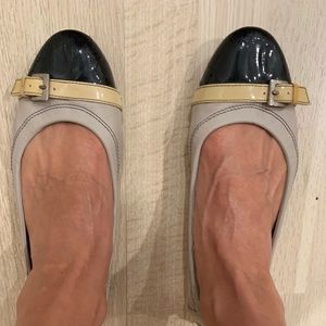Tod’s cap toe flats in grey and black